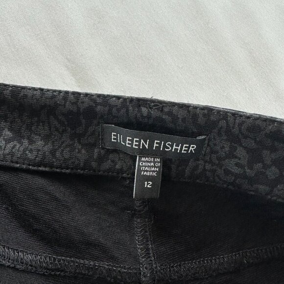 Eileen Fisher Pants Womens 12 Filigree Print Ponte Skinny Mid Rise Jegging Black - Picture 7 of 11